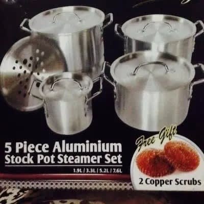 Aluminum Stock Pot Steamer - 5 Piece Set 