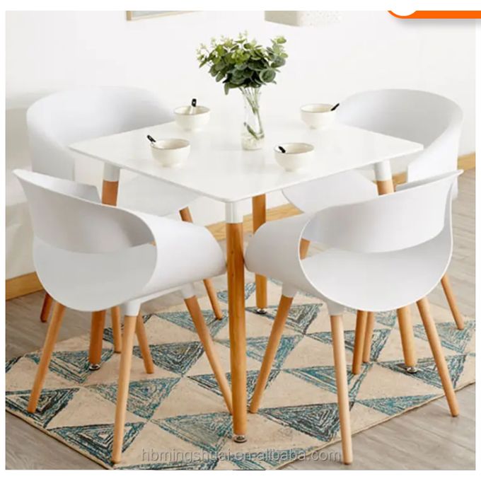Durable Dining Chairs And Table - White