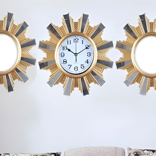 3-Piece Sunburst Wall Decor and Clock Set