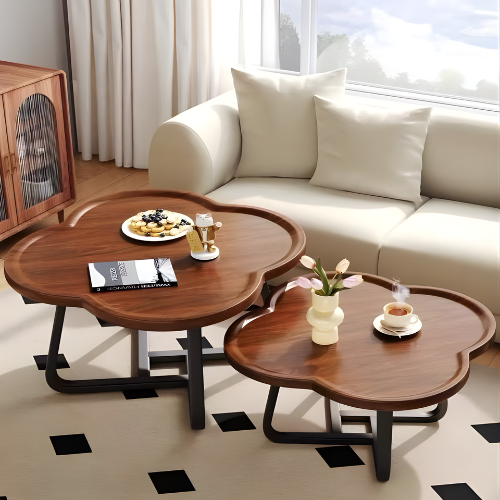 2-in-1 Hexagon Center Table Brown With Curvy Legs @HOG - Home, Office, Online Marketplace