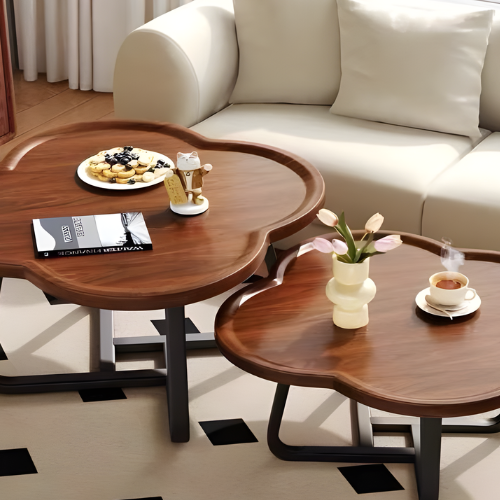 2-in-1 Hexagon Center Table Brown With Curvy Legs @HOG - Home, Office, Online Marketplace