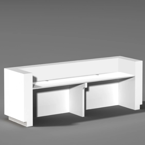 2.4 Meters Modern White Reception Desk with Led Light @HOG - Home Office Garden Online Marketplace