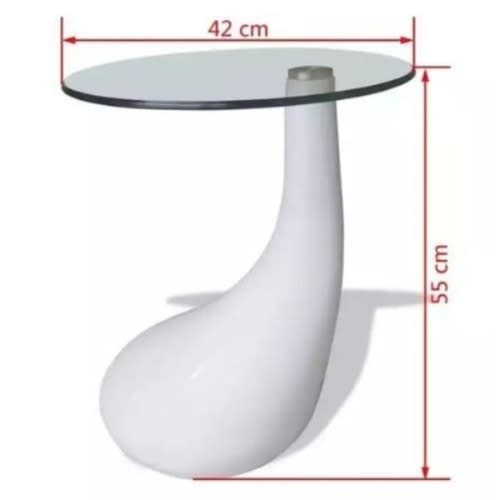 Contemporary Glass Coffee Side Table - White-B015