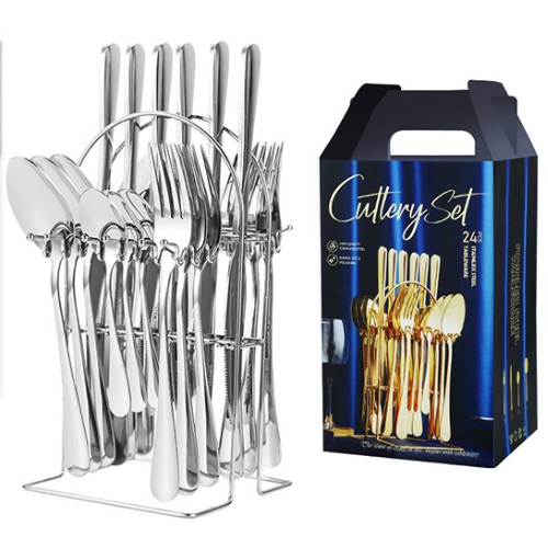 24pcs Stainless Steel Dinnerware Set – Silver Tableware Collection @HOG - Home, Office, Garden, Online Marketplace