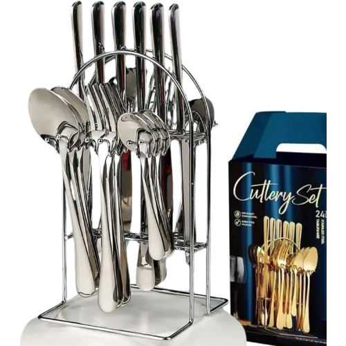 24pcs Stainless Steel Dinnerware Set – Silver Tableware Collection @HOG - Home, Office, Garden, Online Marketplace