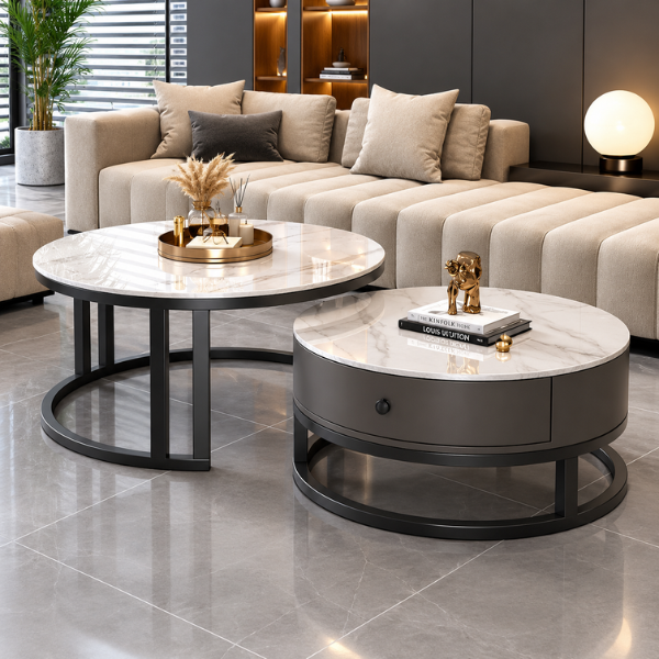 2 In 1 Real Marble With Drawer Center Table @HOG - Home, Office, Garden, Online Marketplace