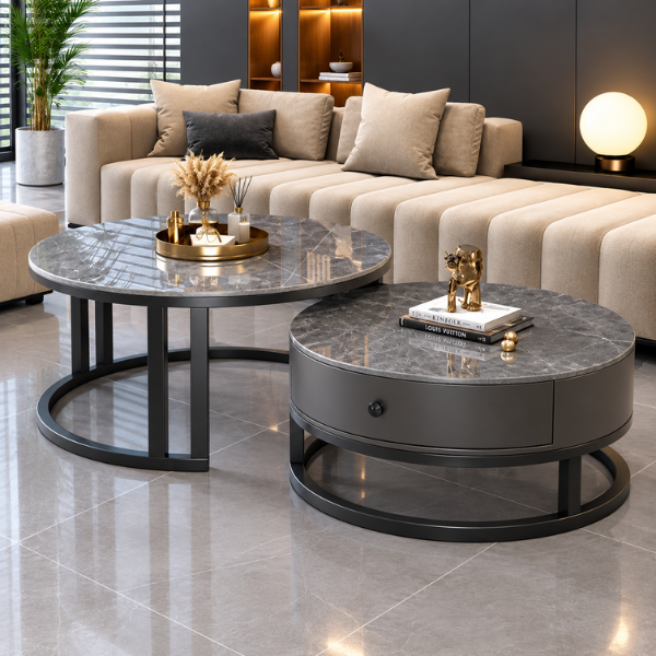 2 In 1 Real Marble With Drawer Center Table @HOG - Home, Office, Garden, Online Marketplace