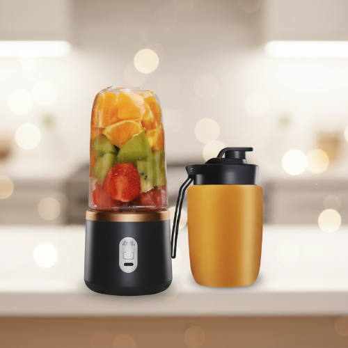 2 in 1 Portable Juice Blender Usb Rechargeable 6-Blade Automatic Smoothie Blender