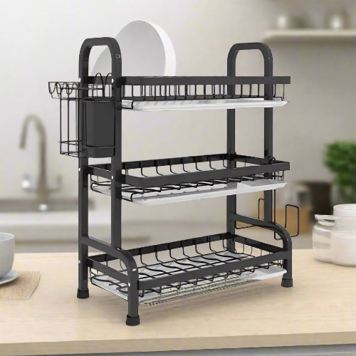 3-Tier High Quality Steel Dish Rack (Black) Order Now @HOG Online Marketplace