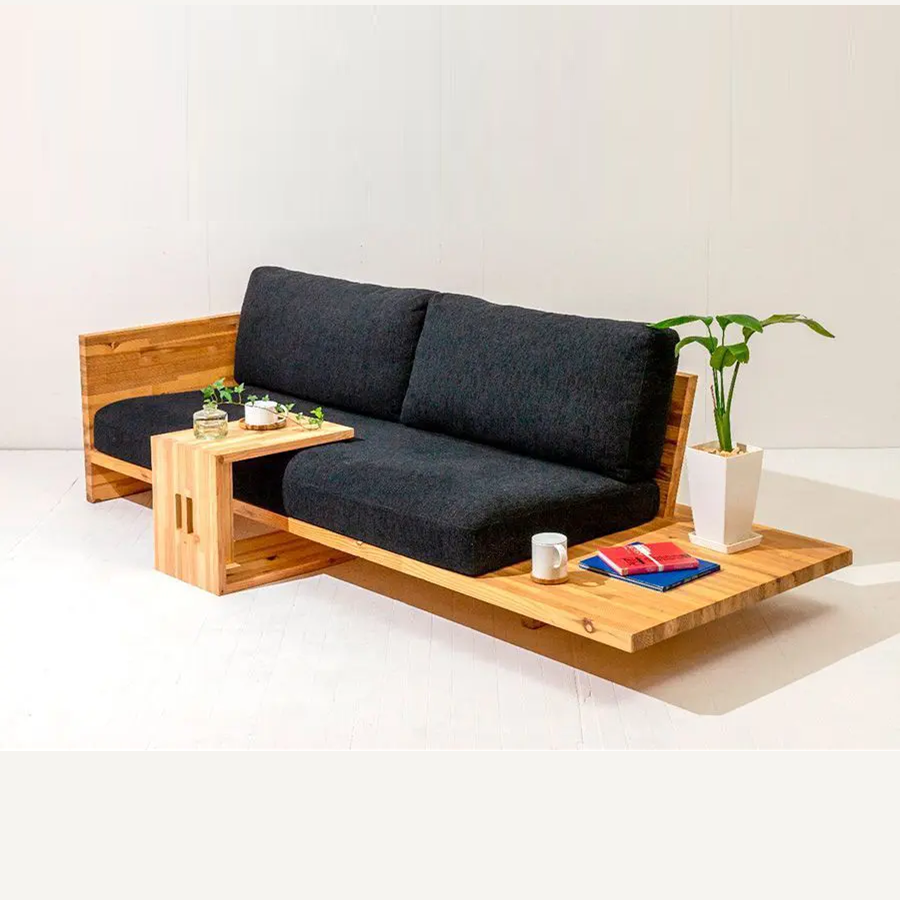 3-seater Wooden sofa with Side table