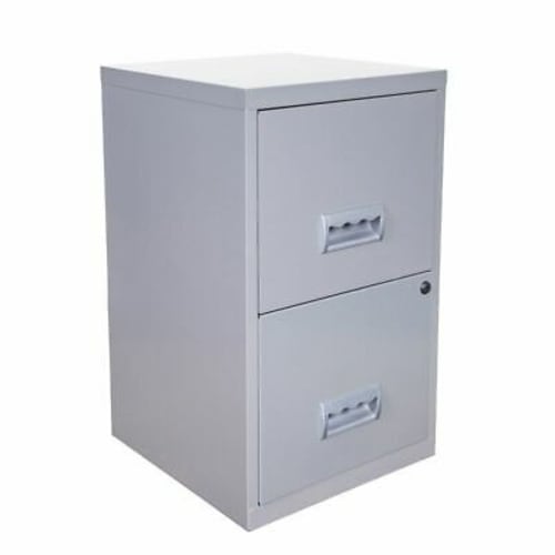 Metal 2 Drawer Maxi Filing Cabinet A4 - Silver