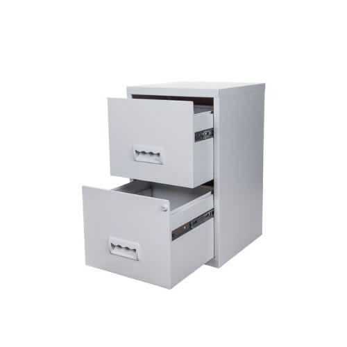 Metal 2 Drawer Maxi Filing Cabinet A4 - Silver