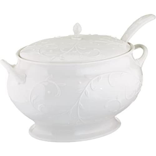 Lenox Opal Innocence Carved Soup Bowl With Ladle