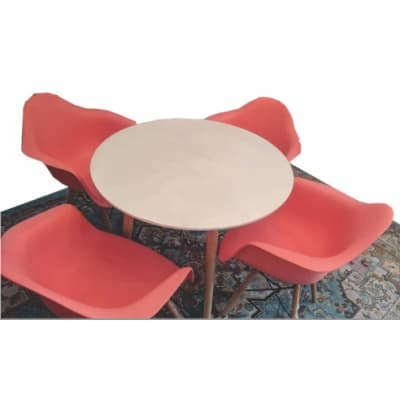 Linsan Hygena Charlie Dining Table + 4 Eames Chair Pink - Arm Rest