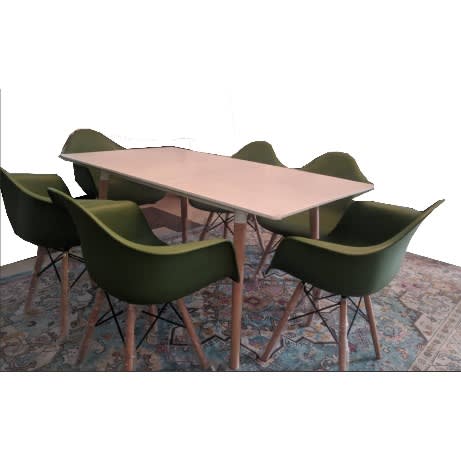 Linsan Hygena Charlie Dining Table + 6 Arm Chair