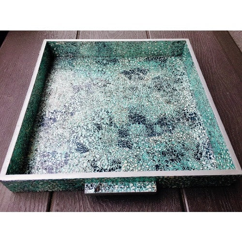 Linsan Vintage Mosaic Wooden Vanity Tray - Aqua