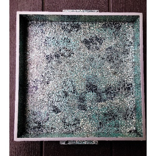 Linsan Vintage Mosaic Wooden Vanity Tray - Aqua