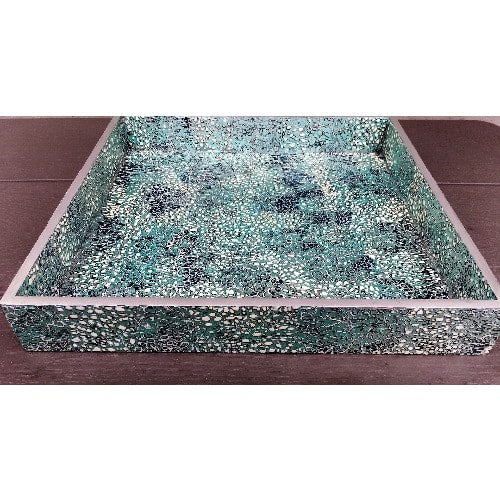 Linsan Vintage Mosaic Wooden Vanity Tray - Aqua