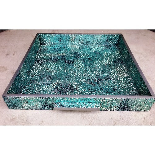 13" - Ọlẹ Suzan - Yika Mirrored ohun ọṣọ Sìn Atẹ Pẹlu Crystal ileke Platter 