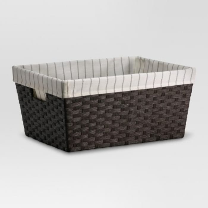 Threshold Lined Weave Basket - ''17 X 12'' x 8" - Dark Brown