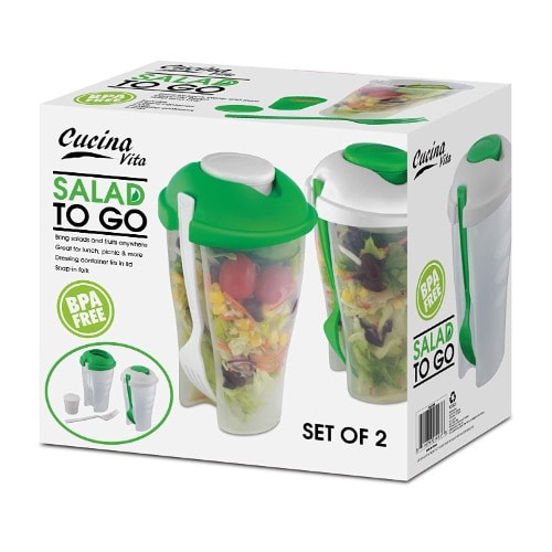 Fine Life - Salad To Go Dressing Container And Fork - 2 Sets