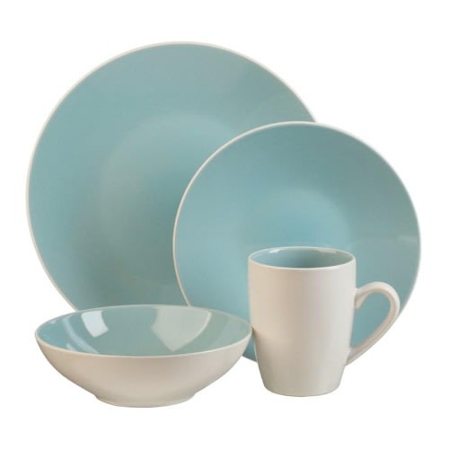 Thomson Luna Aqua Stoneware Dinnerware Set 16-piece