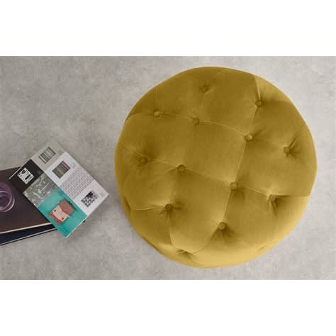 Hampton Bay Small Round Pouffe - Vintage Gold Velvet