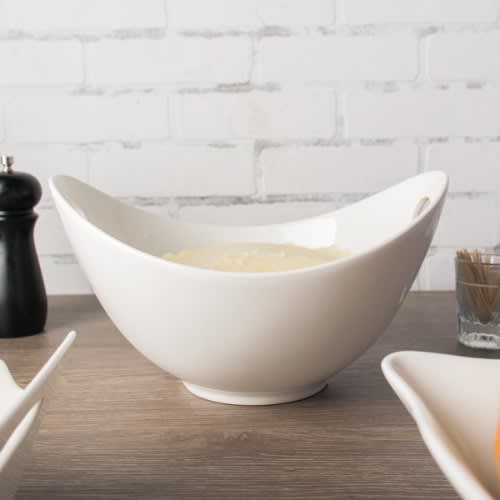 Porcelain Curve Bowl With Cut Outs - 1.5 Qt - White