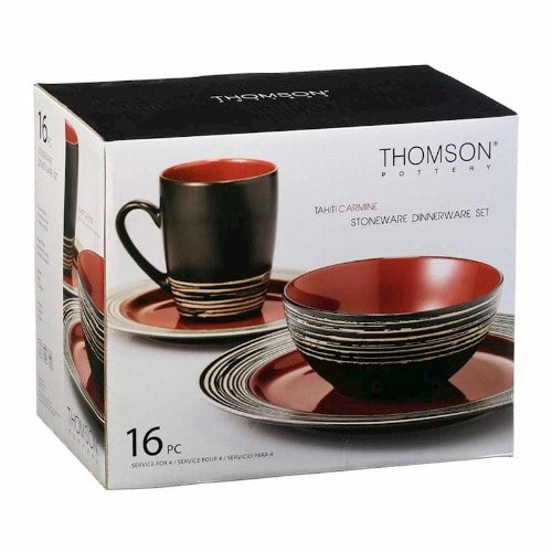 Thomson Tahiti Carmine Stoneware Dinnerware Set - 16pc