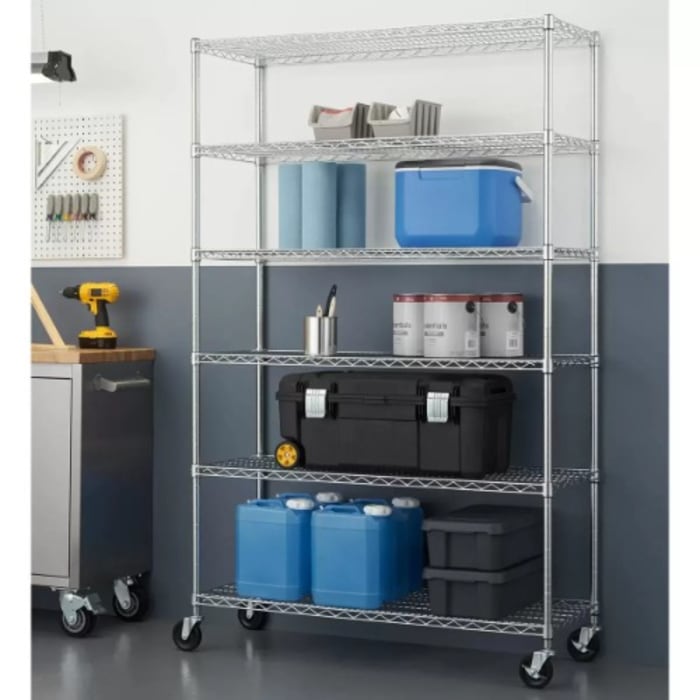 Trinity 48" (122cm) Ecostorage 6-tier Chrome Storage Unit With Casters Home Office Garden | HOG-Home Office Garden | online marketplace  