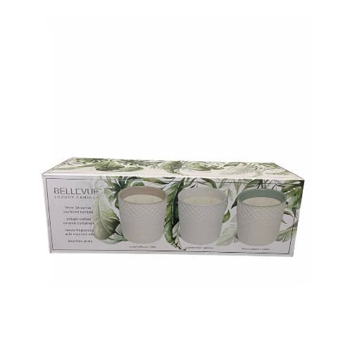 Bellevue Luxury Ceramic Jar Scented Candles, 14oz, 3-pack