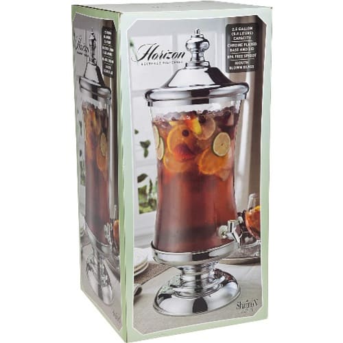 Shannon Crystal Horizon Chrome And Glass Mouth Beverage Dispenser 9.4ltr