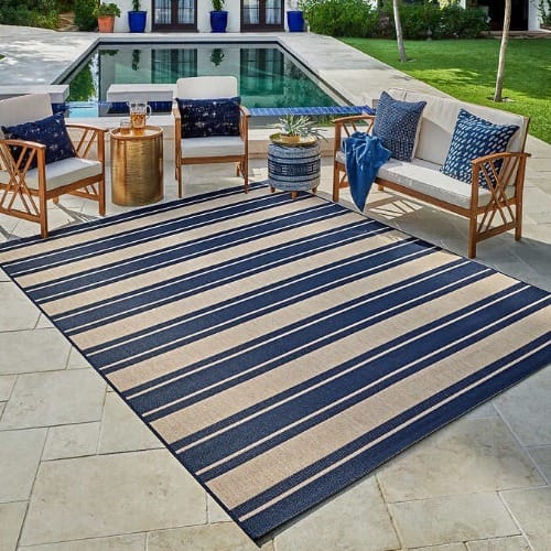 Naples Zuma Navy Grain Striped Indoor/outdoor Rug - 5ft 3in X 7ft 5in