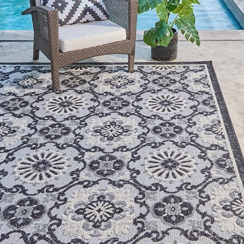 Elements Paros Black Grey Indoor/outdoor Area Rug - 5ft 3in X 7ft