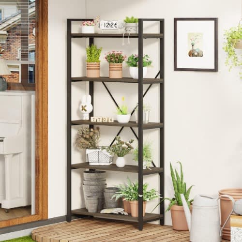 Tribesigns Wide 5-shelf Bookshelf - Industrial Etagere Bookcase Display Shelf Unit. Home Office Garden | HOG-HomeOfficeGarden | online marketplace