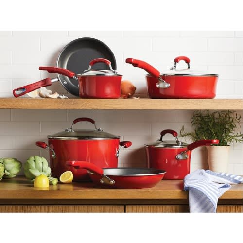 Rachael Ray Hard Enamel Nonstick Cookware Tukwane Da kwanon rufi - Pieces 14