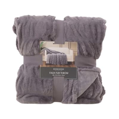 Berkshire Collection Faux Fur Plush Throw Blanket - 60"x70"- Gray. Home Office Garden | HOG-HomeOfficeGarden | online marketplace