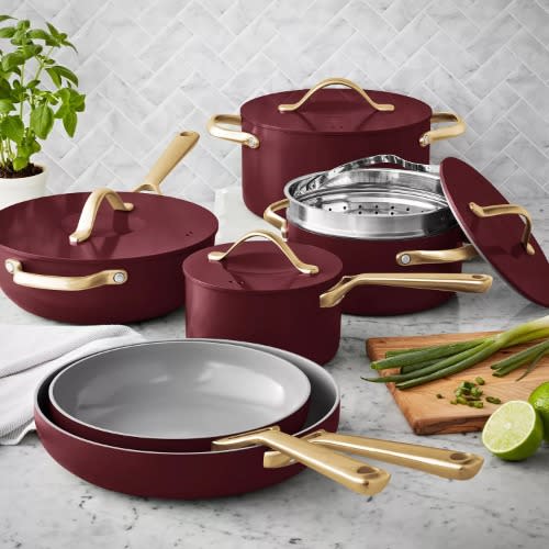 Member's Mark 11-piece Modern Ceramic Cookware Set - Burgundy. Home Office Garden | HOG-HomeOfficeGarden | online marketplace