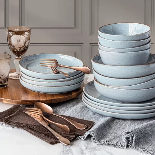 Overandback Options - 16- Piece Stoneware Dinnerware Set - Blue. Home Office Garden | HOG-HomeOfficeGarden | online marketplace