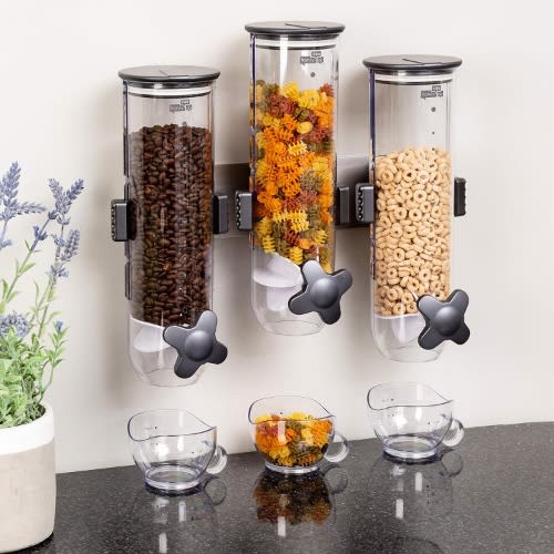 Zevro Indispensable Smartspace Wall Mount Triple Dry-Food Dispenser 3 in 1. Home Office Garden | HOG-HomeOfficeGarden | online marketplace