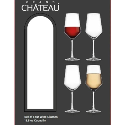 Grand Chateau Wine Stem Drinking Glasses - Set Of 4 - 13.5oz. Home Office Garden | HOG-HomeOfficeGarden | online marketplace