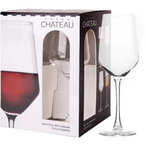 Grand Chateau Wine Stem Drinking Glasses - Set Of 4 - 13.5oz. Home Office Garden | HOG-HomeOfficeGarden | online marketplace