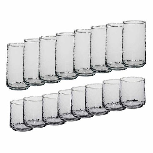 Anchor Hocking Hammered Drinkware Set 16-piece. Home Office Garden | HOG-HomeOfficeGarden | online marketplace