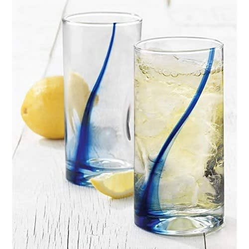 Nautica Home Blue Ribbon Drinking Glass Set - Set Of 8 - 16.7 Oz/494 Ml. Home Office Garden | HOG-HomeOfficeGarden | online marketplace