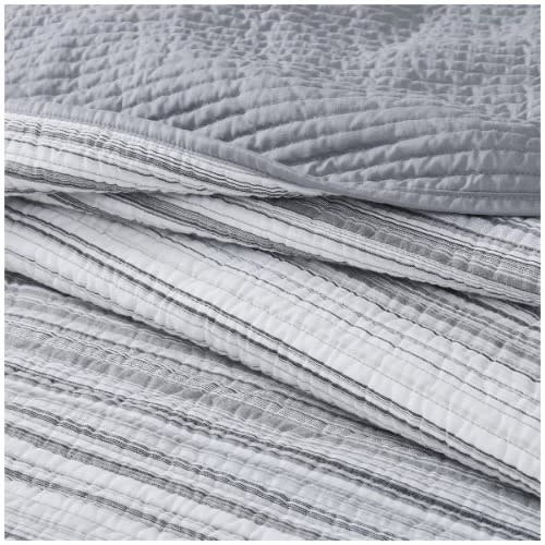 Retro Chic 3pc King Quilt Set - Grey/white. Home Office Garden | HOG-HomeOfficeGarden | online marketplace