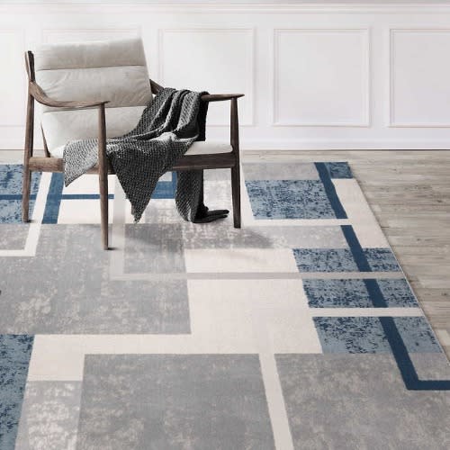 Eden Collection Abstract Geo - Blue Rug