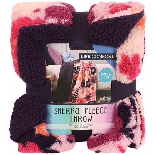 Life Comfort Sherpa Fleece Kid's Blanket - Pink And Purple. Home Office Garden | HOG-HomeOfficeGarden | online marketplace