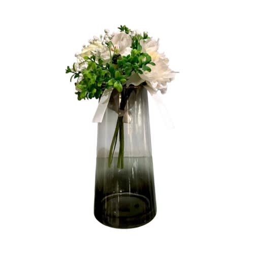 Hydroponics Smoked Tapered Glass Vase With Gold Rim - 10inch. Home Office Garden | HOG-HomeOfficeGarden | online marketplace