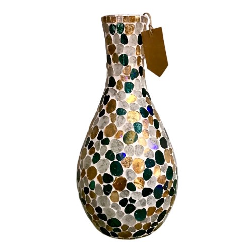 Home Decorative Mosaic Crackled Glass Flower Vase - 11.5". Home Office Garden | HOG-HomeOfficeGarden | online marketplace