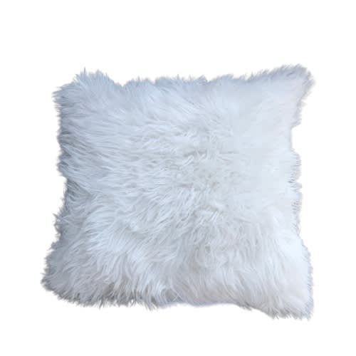 Brentwood 18-inch Mongolian Faux Fur Pillow - White. Home Office Garden | HOG-HomeOfficeGarden | online marketplace